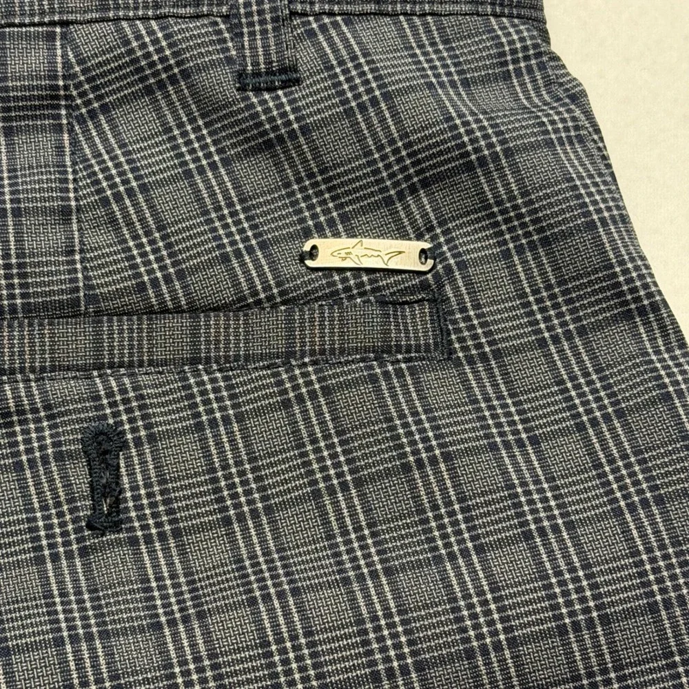 Greg Norman for Tasso Elba Plaid Golf Shorts Grey Blue Mens 34 Stretch 10" - Picture 4 of 5